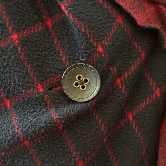 Sanctuary Anthropologie Red & Navy Windowpane Drape Wrap Cardigan Jacket MED - Picture 6 of 10